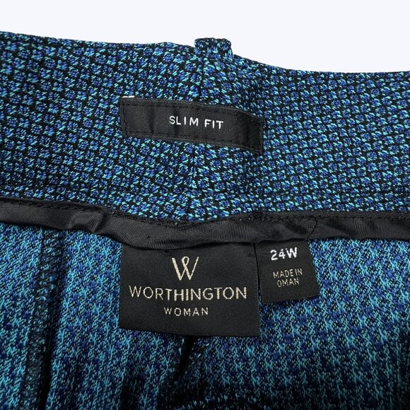 Worthington NEW Pants Size 24W Blue Textured - Picture 5 of 13